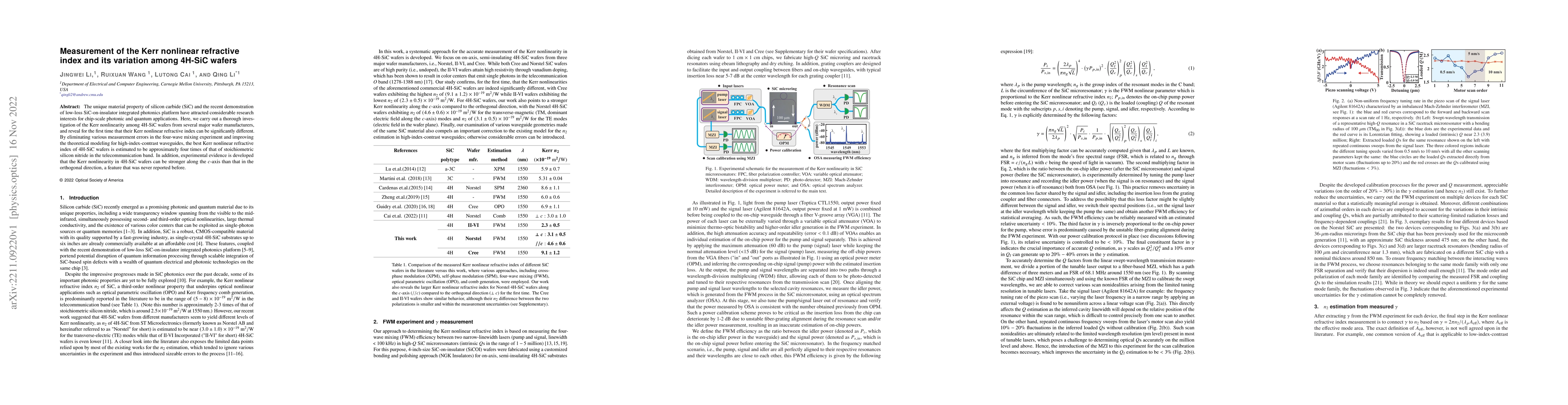 Thumbnail for Measurement of the Kerr nonlinear refractive index and its variation
  among 4H-SiC wafers