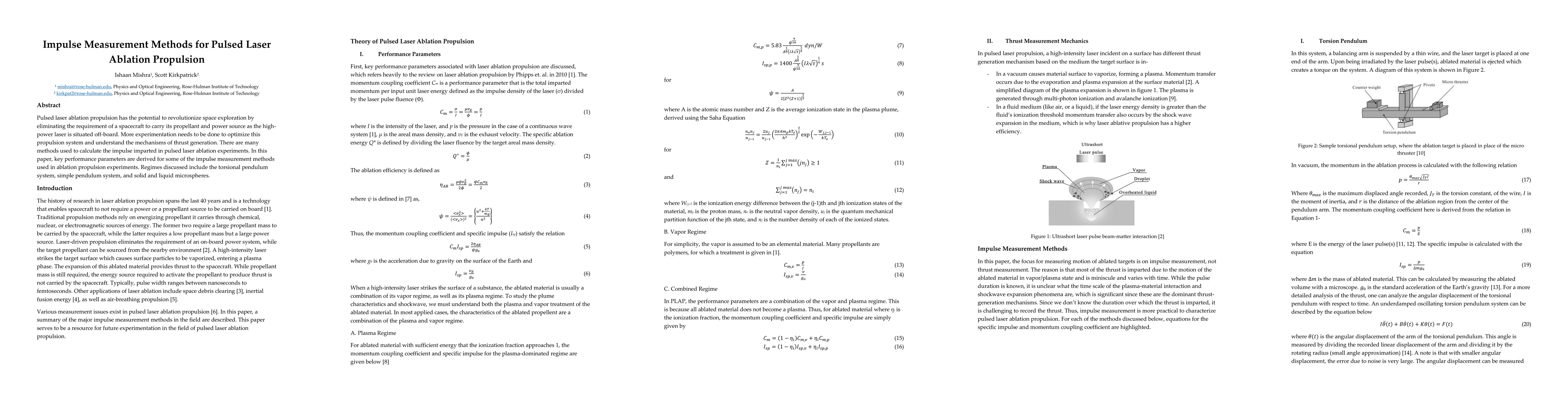 Thumbnail for Impulse Measurement Methods for Pulsed Laser Ablation Propulsion