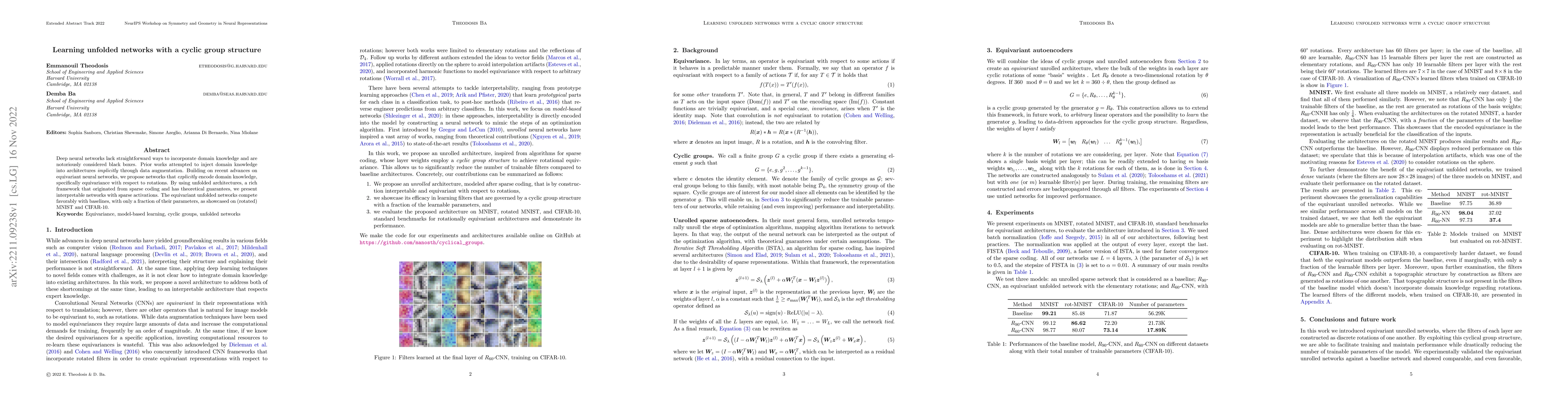 Thumbnail for Learning unfolded networks with a cyclic group structure