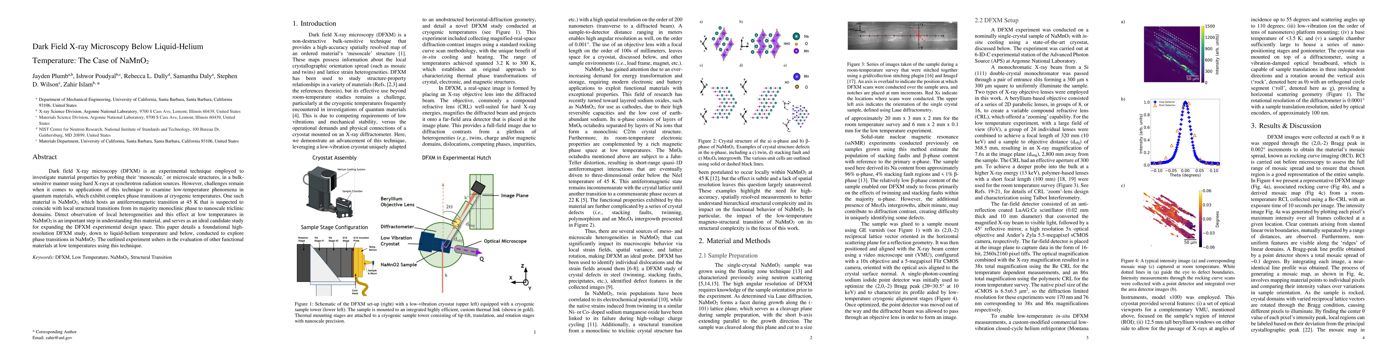 Thumbnail for Dark Field X-ray Microscopy Below Liquid-Helium Temperature: The Case of
  NaMnO2