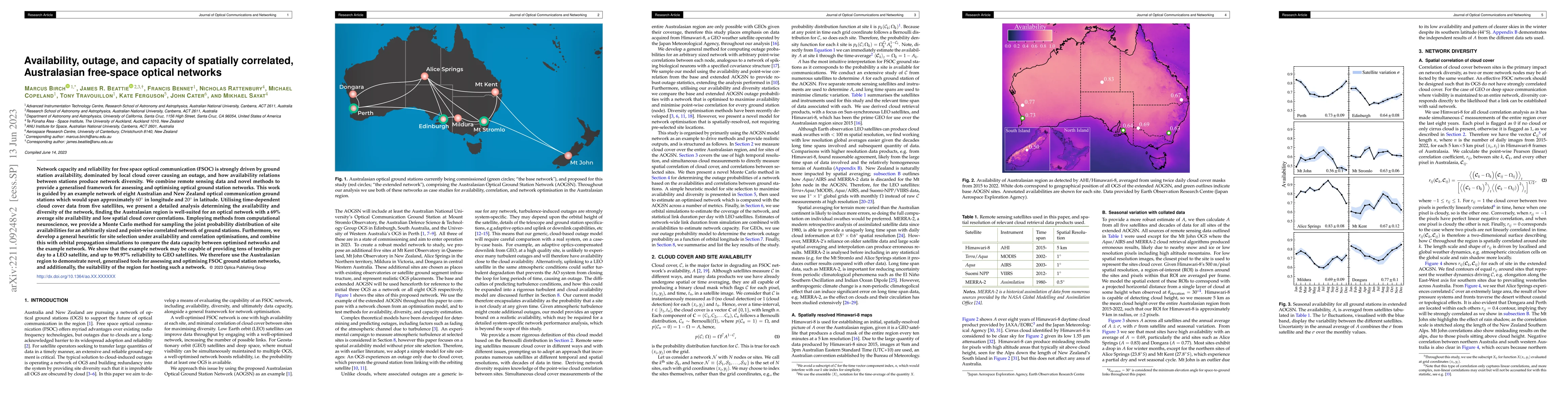 Thumbnail for Availability, outage, and capacity of spatially correlated, Australasian
  free-space optical networks