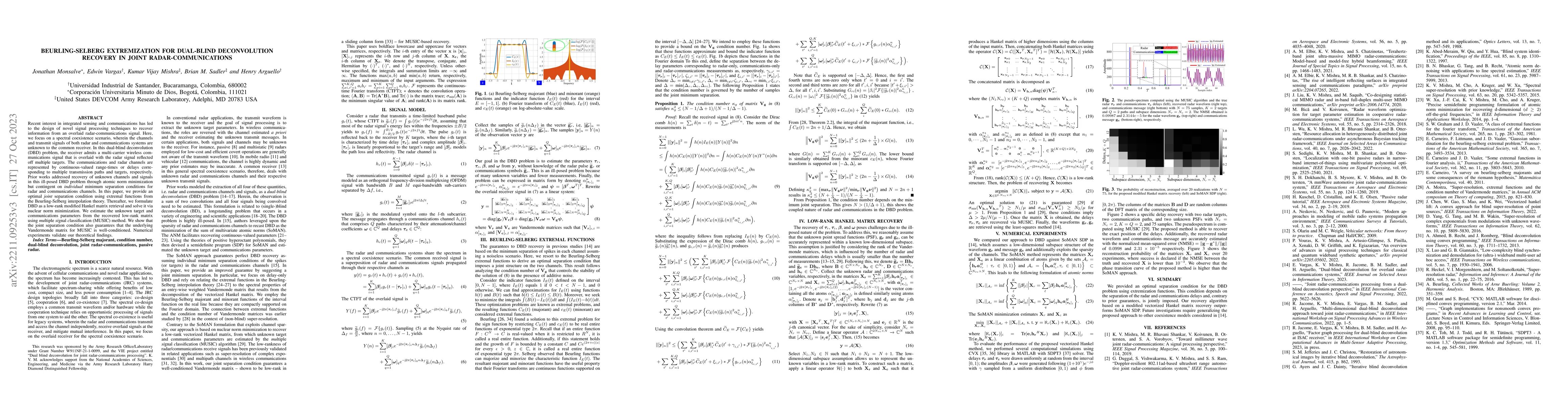Thumbnail for Beurling-Selberg Extremization for Dual-Blind Deconvolution Recovery in
  Joint Radar-Communications