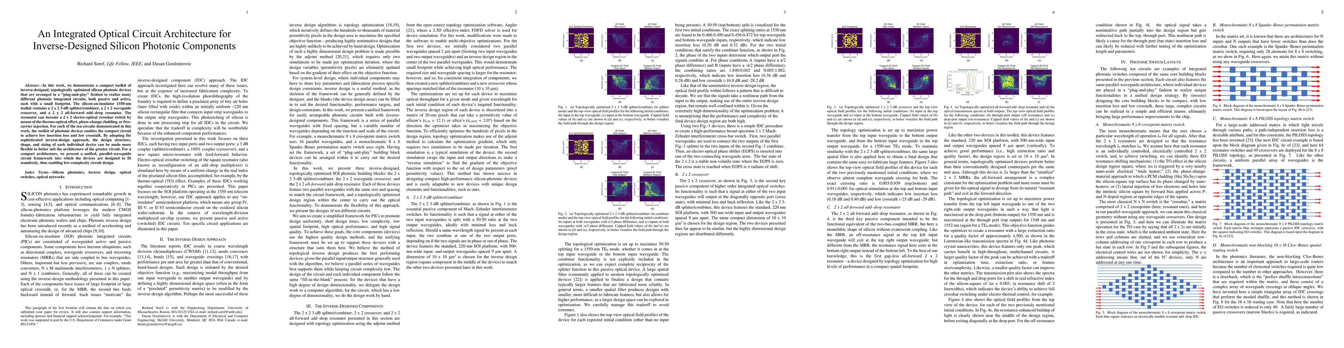 Thumbnail for An Integrated Optical Circuit Architecture for Inverse-Designed Silicon
  Photonic Components