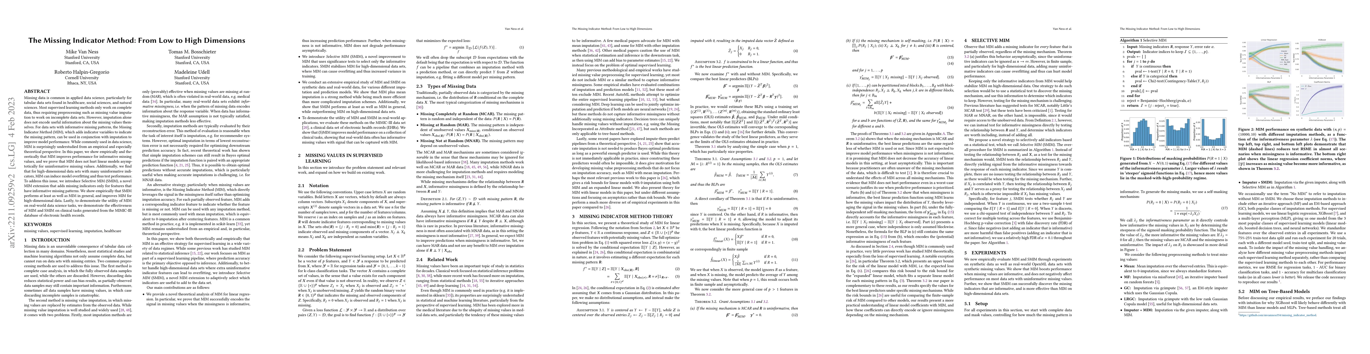 Thumbnail for The Missing Indicator Method: From Low to High Dimensions