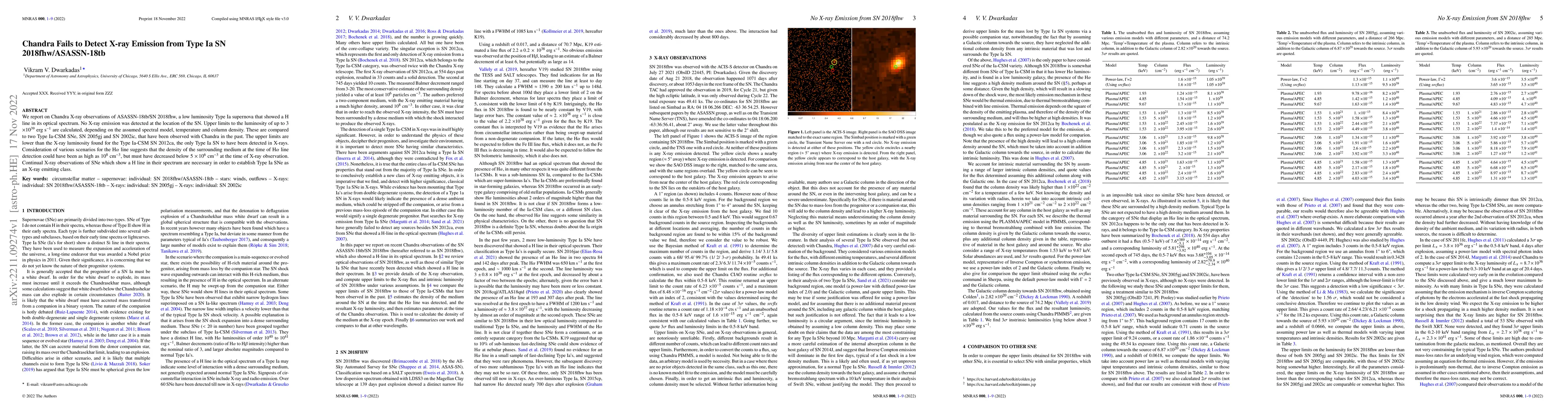Thumbnail for Chandra Fails to Detect X-ray Emission from Type Ia SN
  2018fhw/ASASSN-18tb