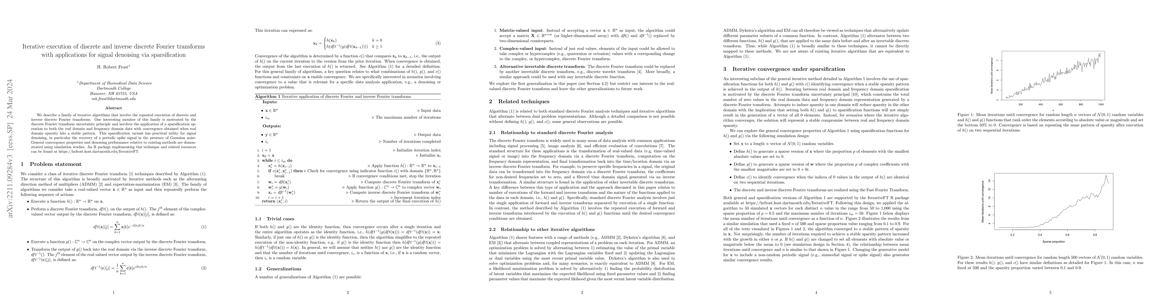 Thumbnail for Iterative execution of discrete and inverse discrete Fourier transforms
  with applications for signal denoising via sparsification