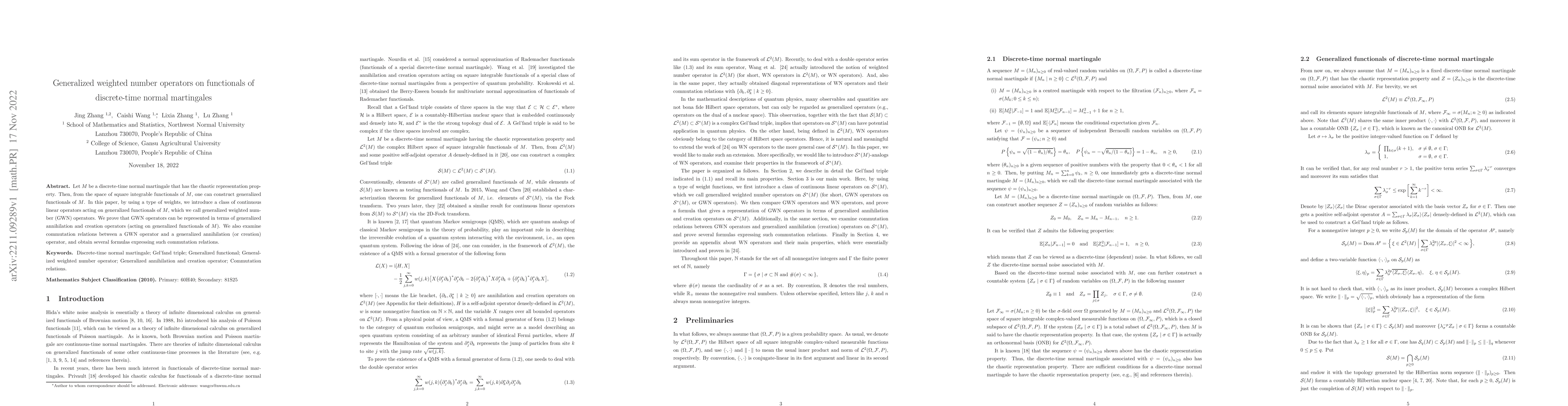 Thumbnail for Generalized weighted number operators on functionals of discrete-time
  normal martingales