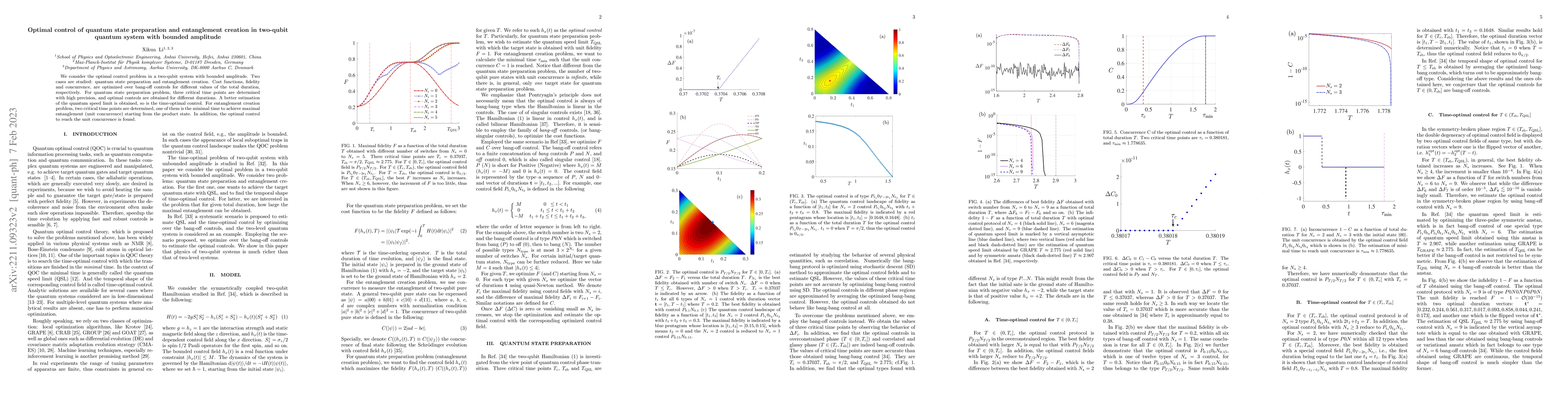 Thumbnail for Optimal control of quantum state preparation and entanglement creation
  in two-qubit quantum system with bounded amplitude
