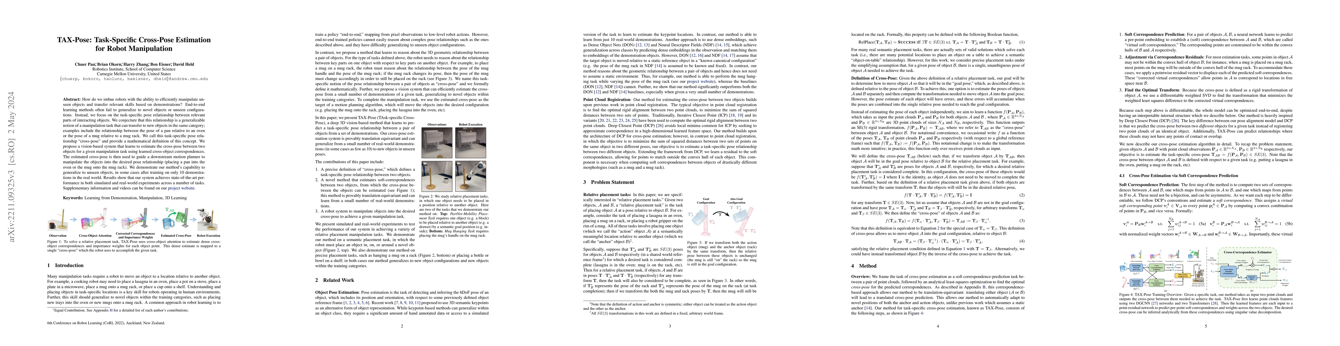 Thumbnail for TAX-Pose: Task-Specific Cross-Pose Estimation for Robot Manipulation