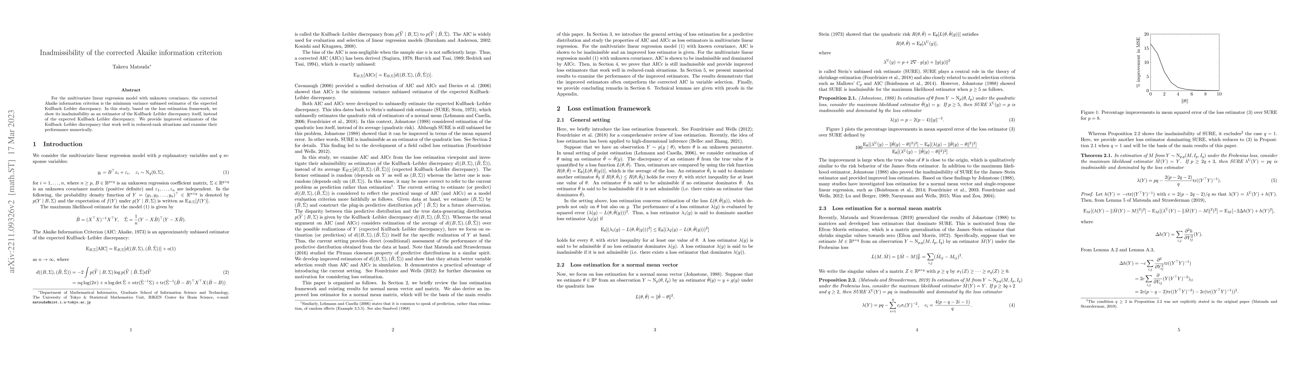 Thumbnail for Inadmissibility of the corrected Akaike information criterion