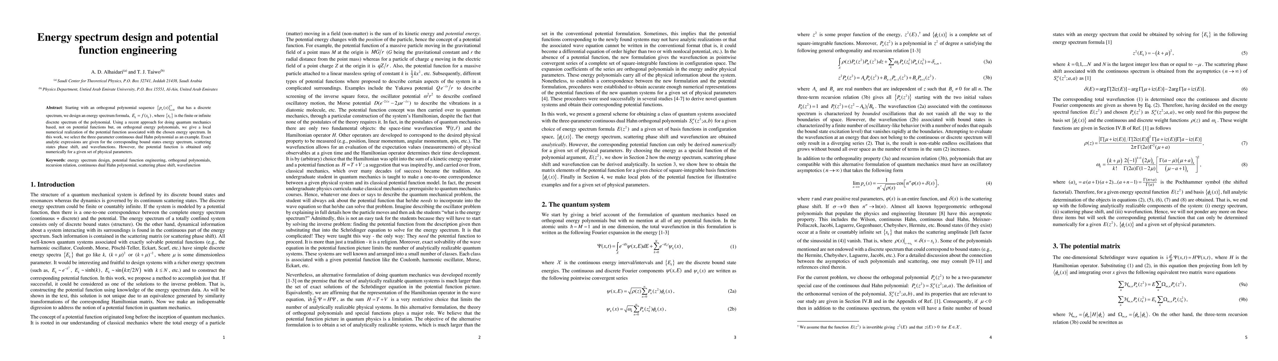 Thumbnail for Energy spectrum design and potential function engineering