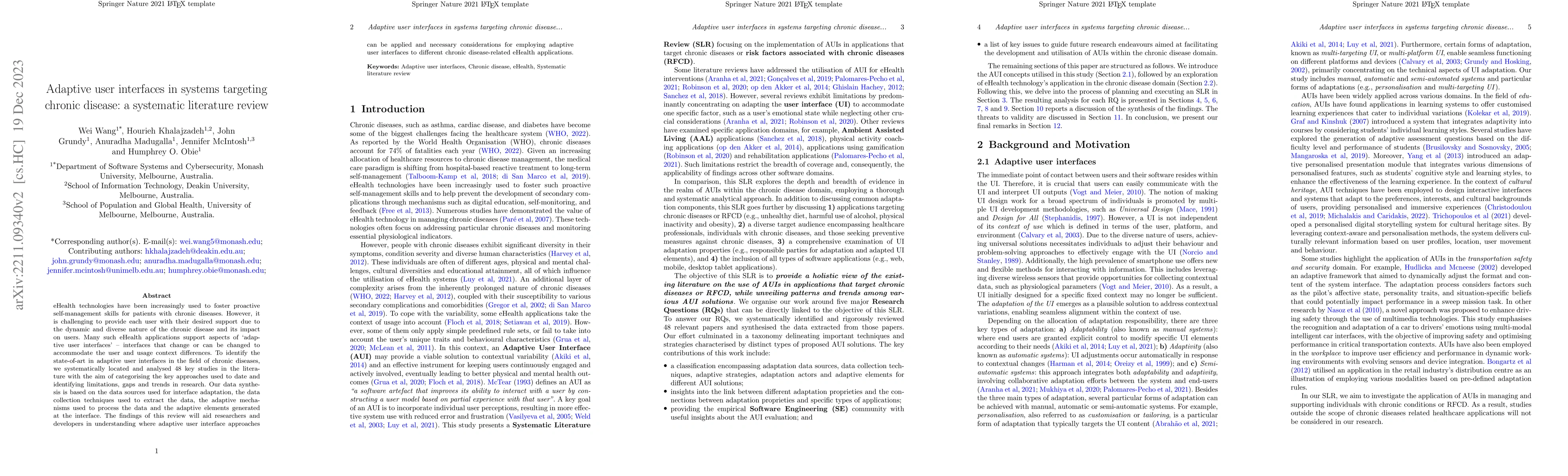 Thumbnail for Adaptive user interfaces in systems targeting chronic disease: a
  systematic literature review
