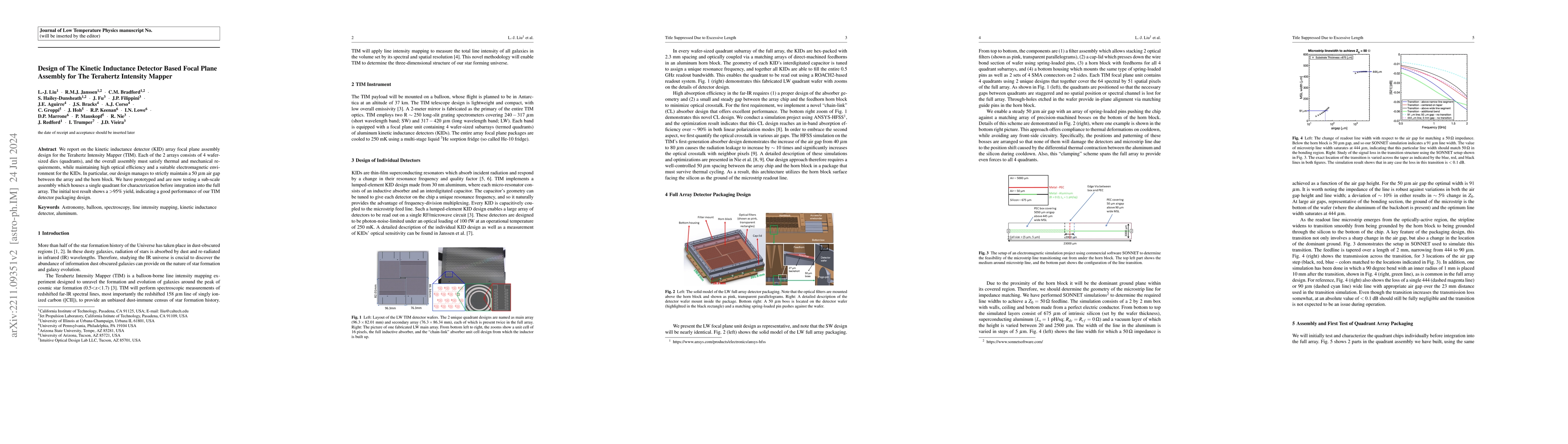 Thumbnail for Design of The Kinetic Inductance Detector Based Focal Plane Assembly for
  The Terahertz Intensity Mapper
