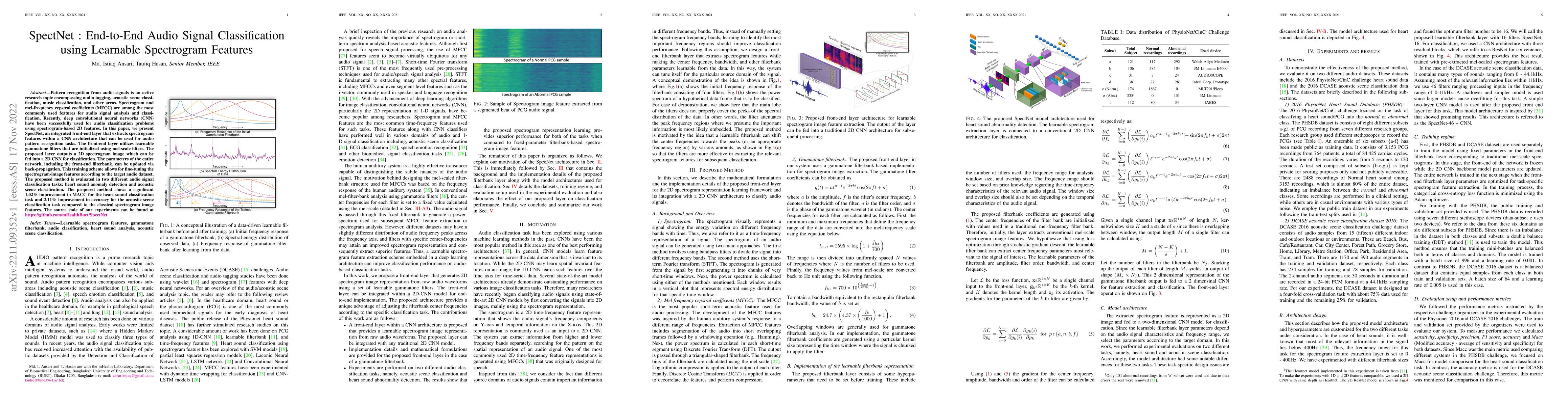 Thumbnail for SpectNet : End-to-End Audio Signal Classification Using Learnable
  Spectrograms