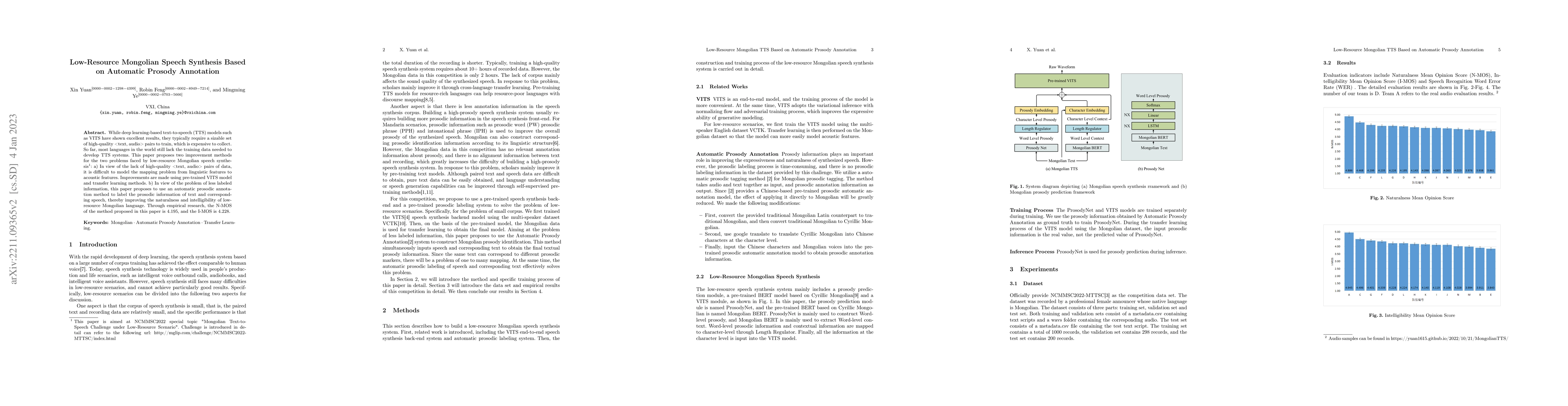 Thumbnail for Low-Resource Mongolian Speech Synthesis Based on Automatic Prosody
  Annotation