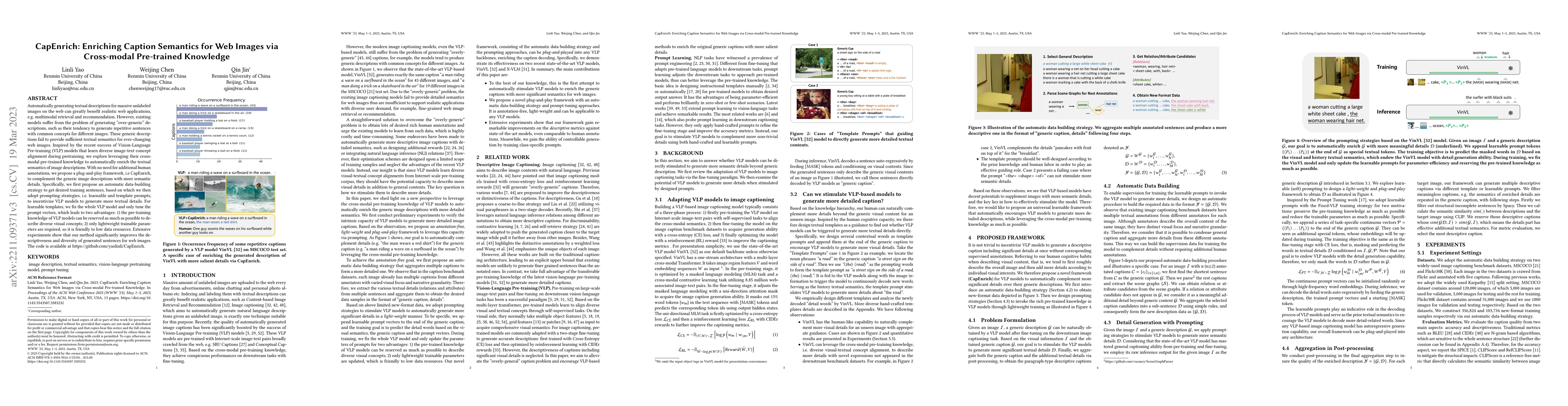 Thumbnail for CapEnrich: Enriching Caption Semantics for Web Images via Cross-modal
  Pre-trained Knowledge
