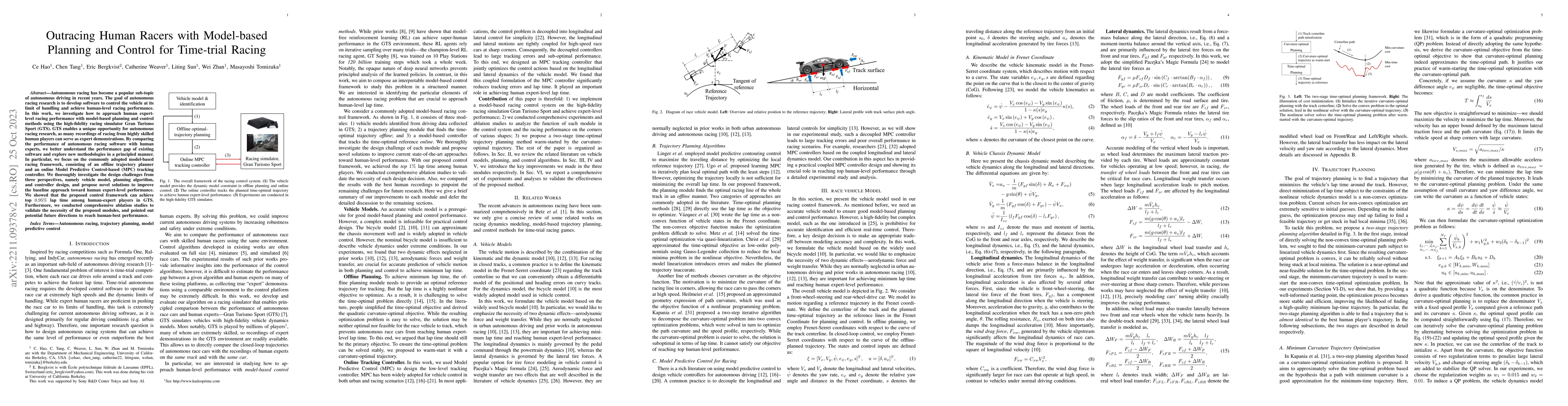 Thumbnail for Outracing Human Racers with Model-based Planning and Control for
  Time-trial Racing