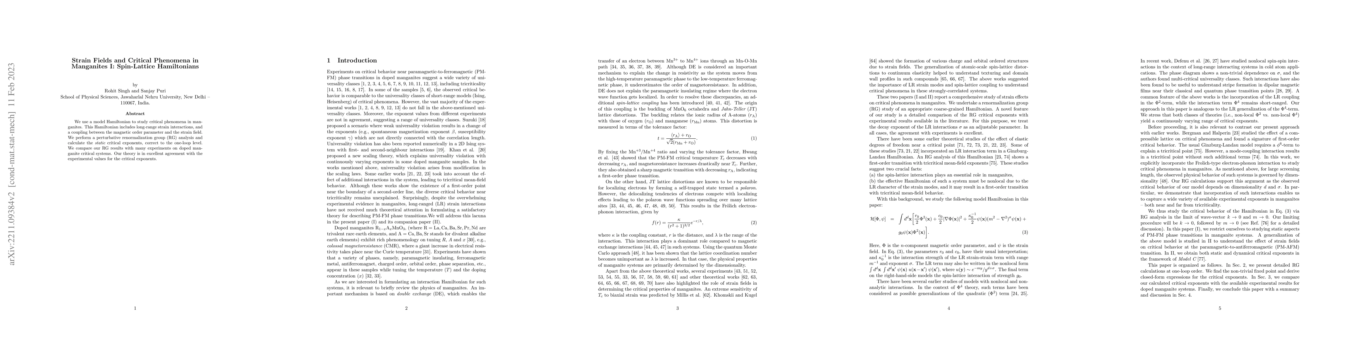 Thumbnail for Strain Fields and Critical Phenomena in Manganites I: Spin-Lattice
  Hamiltonians