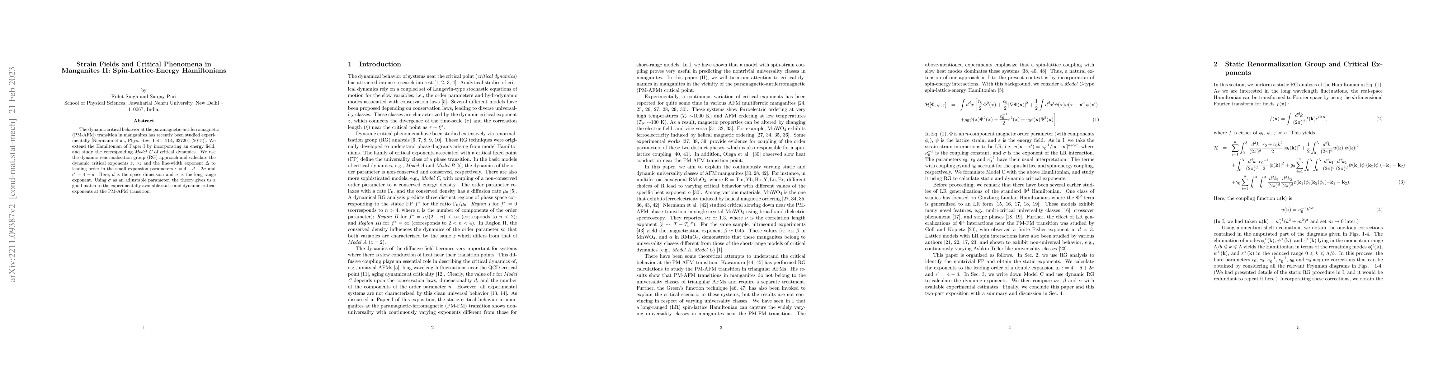 Thumbnail for Strain Fields and Critical Phenomena in Manganites II:
  Spin-Lattice-Energy Hamiltonians
