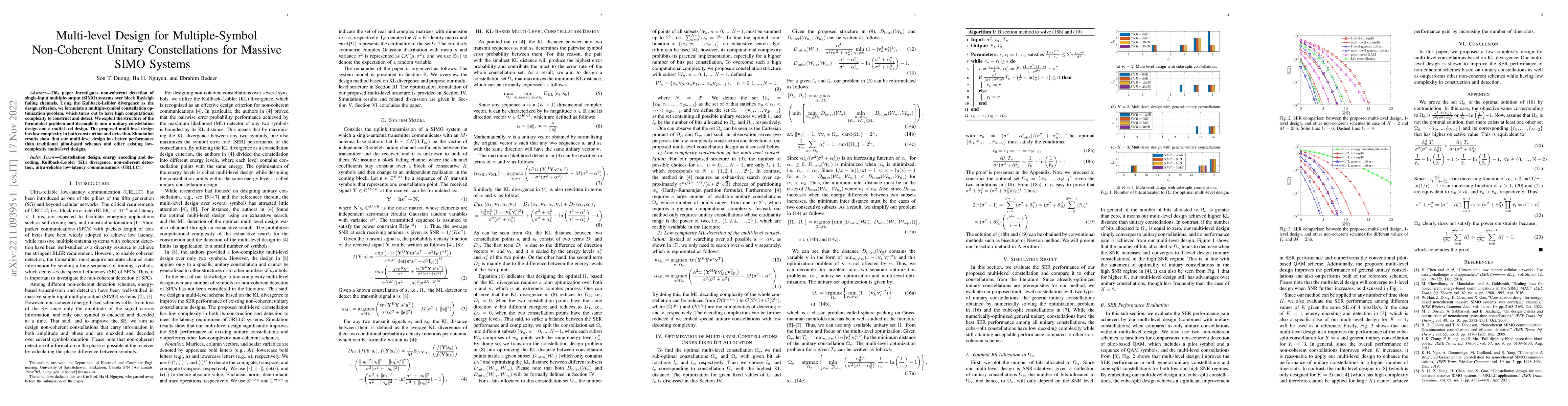 Thumbnail for Multi-level Design for Multiple-Symbol Non-Coherent Unitary
  Constellations for Massive SIMO Systems