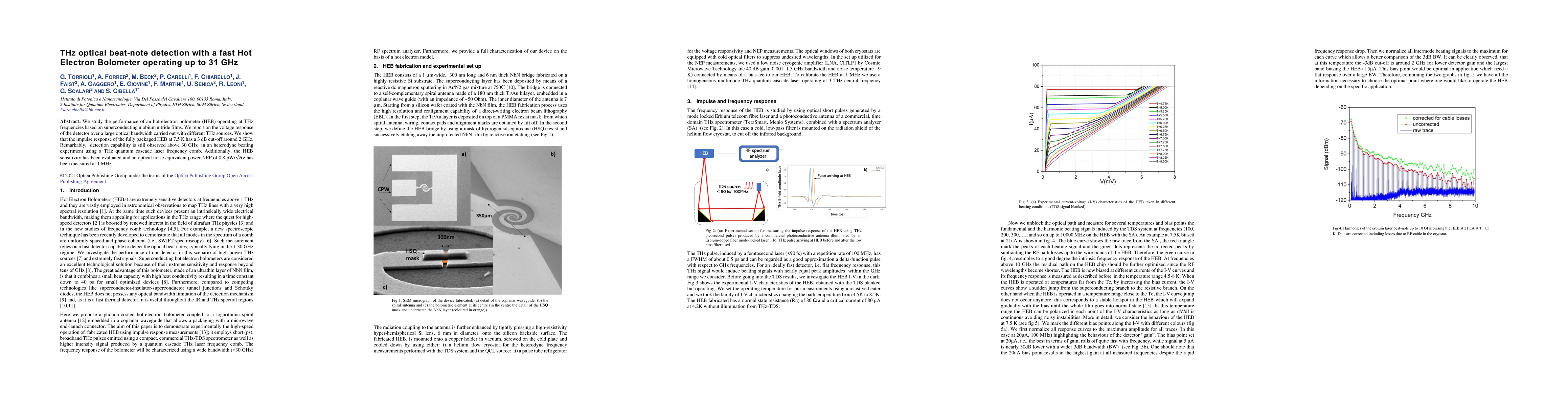 Thumbnail for THz optical beat-note detection with a fast Hot Electron Bolometer
  operating up to 31 GHz