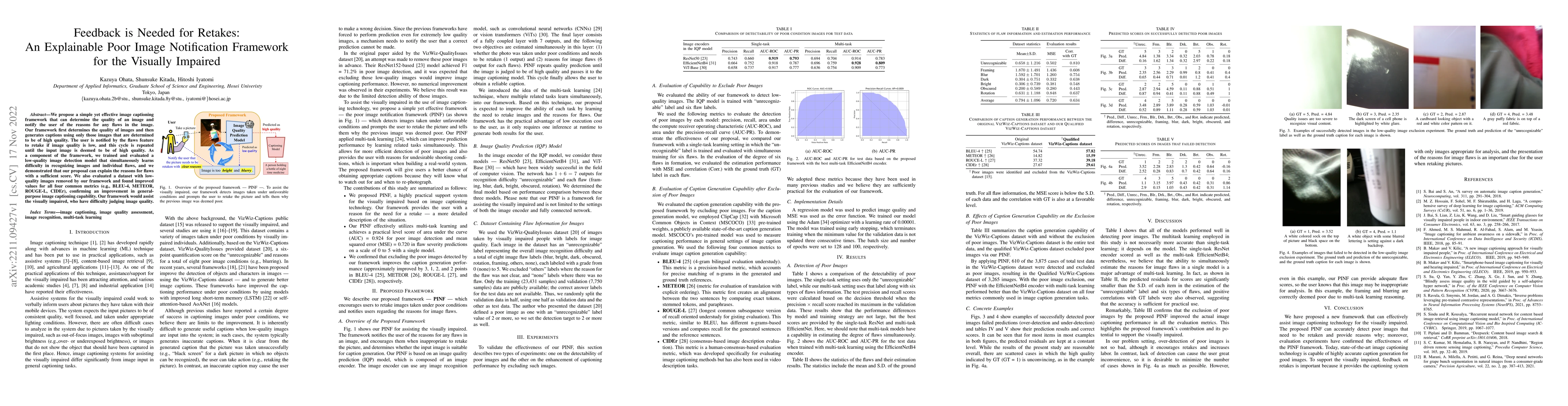 Thumbnail for Feedback is Needed for Retakes: An Explainable Poor Image Notification
  Framework for the Visually Impaired
