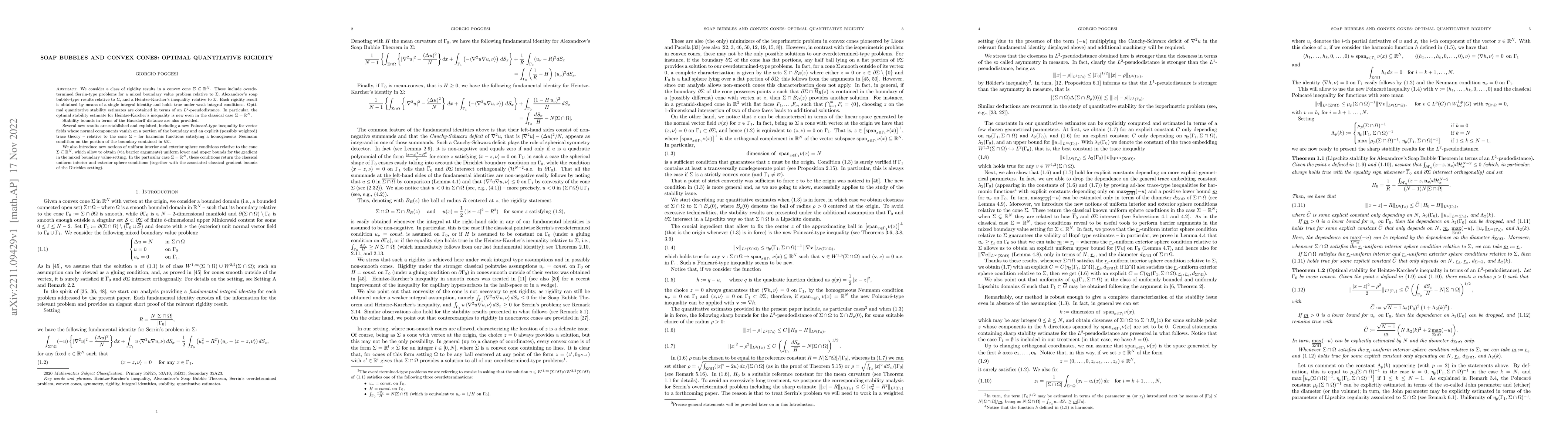 Thumbnail for Soap bubbles and convex cones: optimal quantitative rigidity