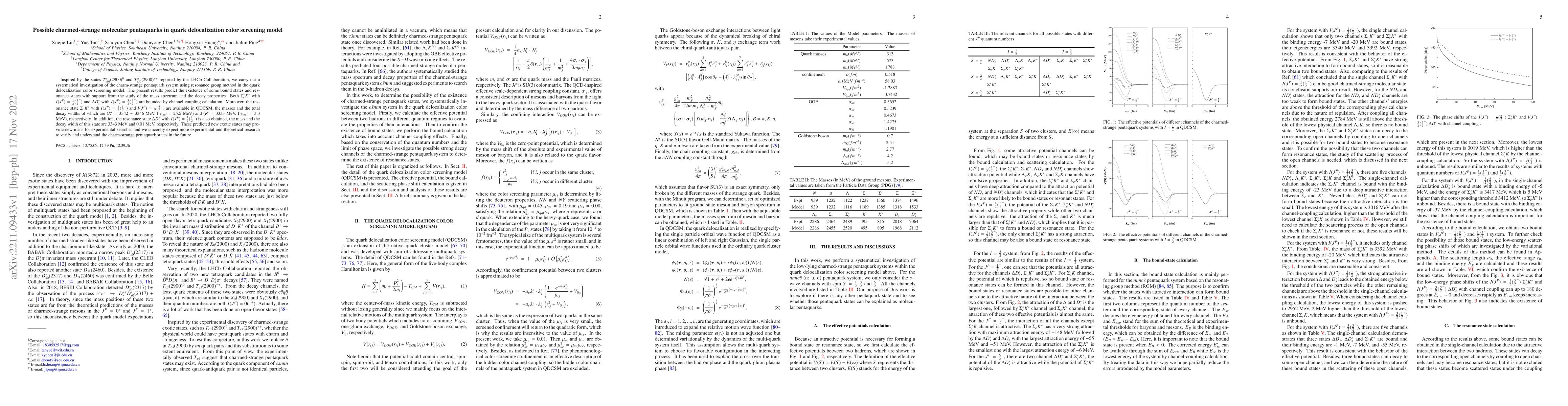 Thumbnail for Possible charmed-strange molecular pentaquarks in quark delocalization
  color screening model
