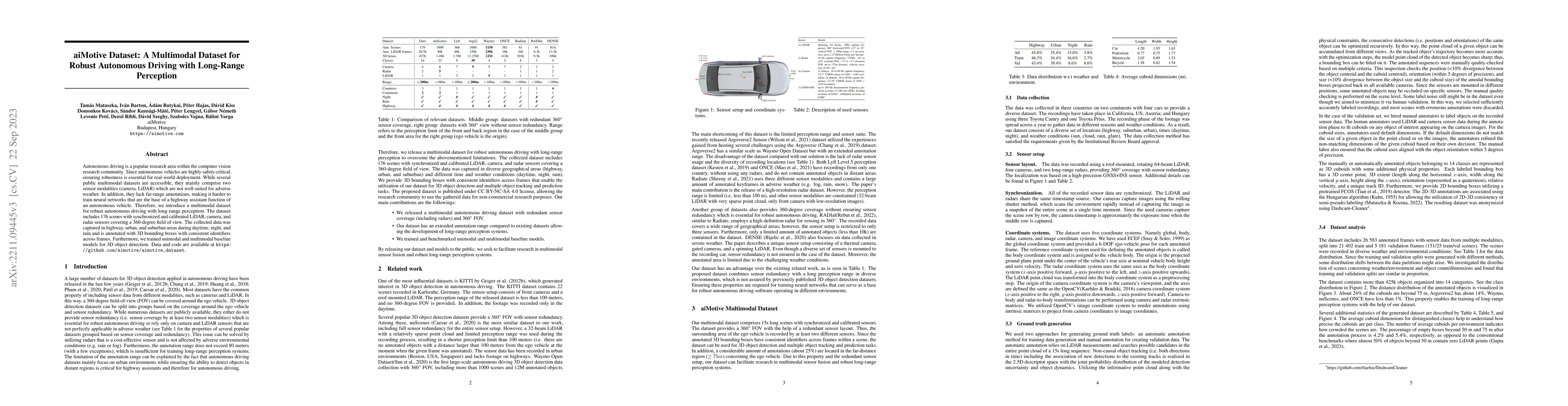 Thumbnail for aiMotive Dataset: A Multimodal Dataset for Robust Autonomous Driving
  with Long-Range Perception
