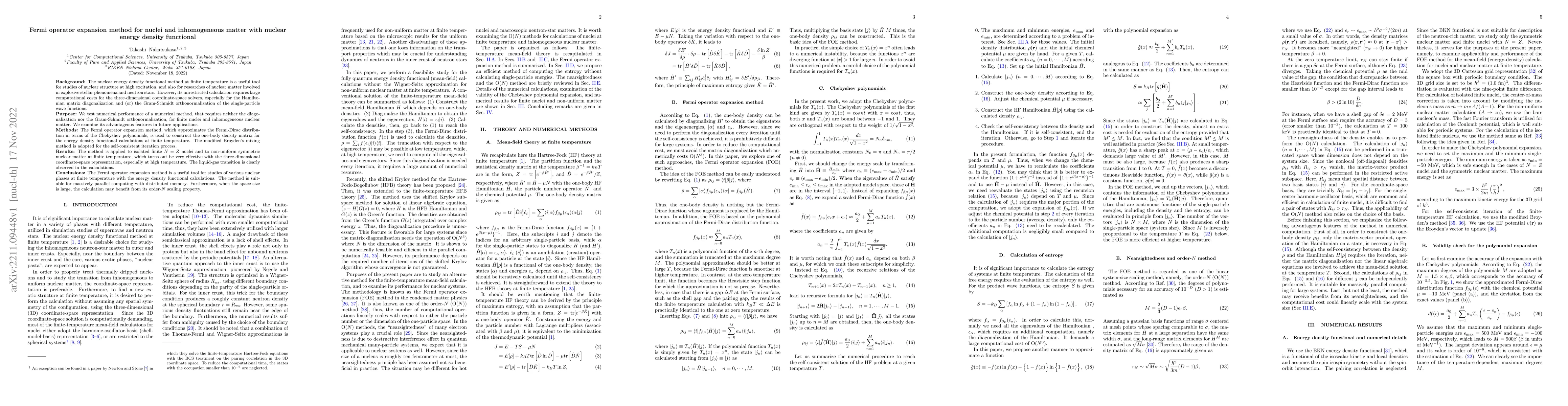 Thumbnail for Fermi operator expansion method for nuclei and inhomogeneous matter with
  nuclear energy density functional