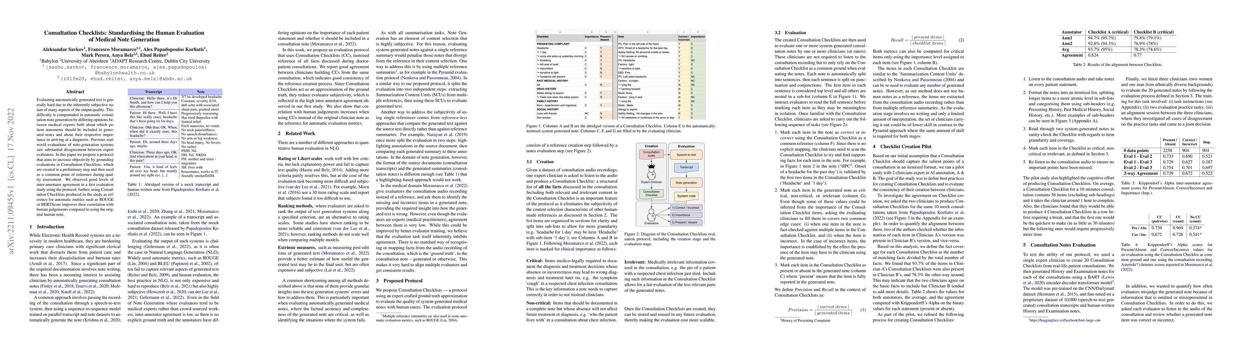Thumbnail for Consultation Checklists: Standardising the Human Evaluation of Medical
  Note Generation