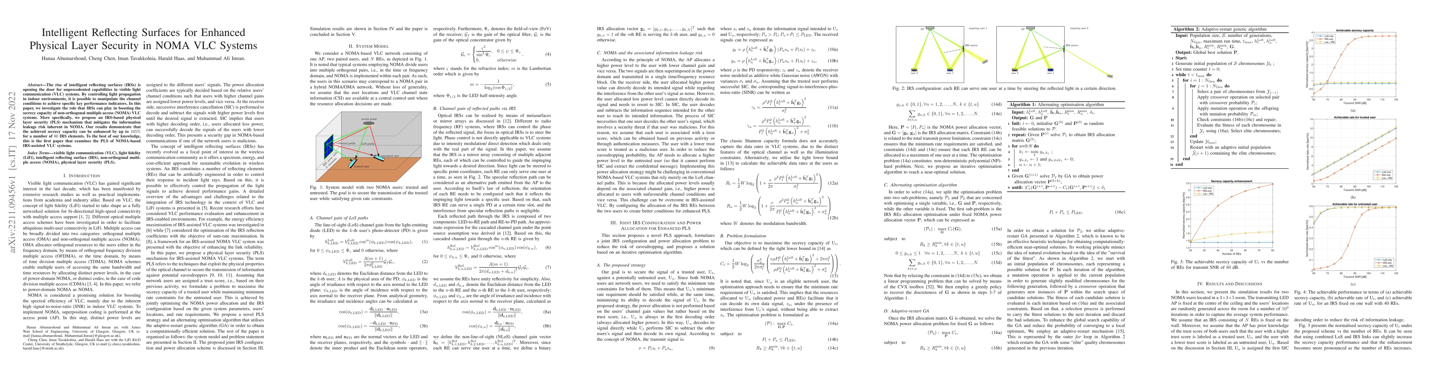 Thumbnail for Intelligent Reflecting Surfaces for Enhanced Physical Layer Security in
  NOMA VLC Systems