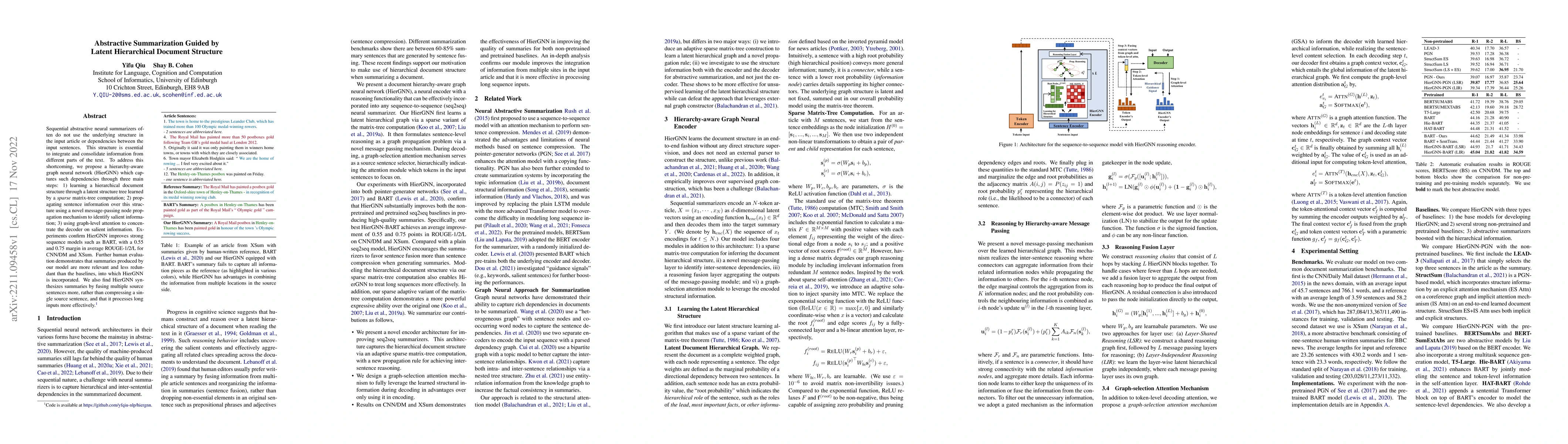 Thumbnail for Abstractive Summarization Guided by Latent Hierarchical Document
  Structure