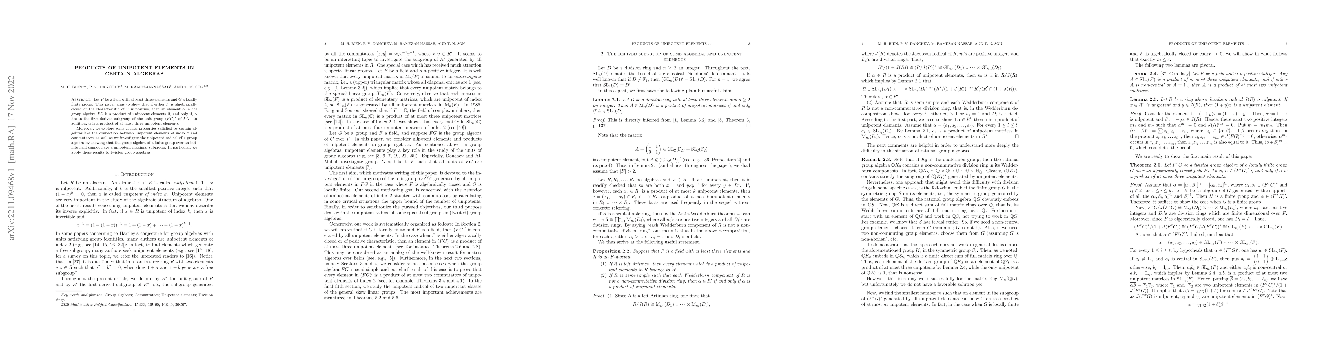 Thumbnail for Products of Unipotent Elements in Certain Algebras