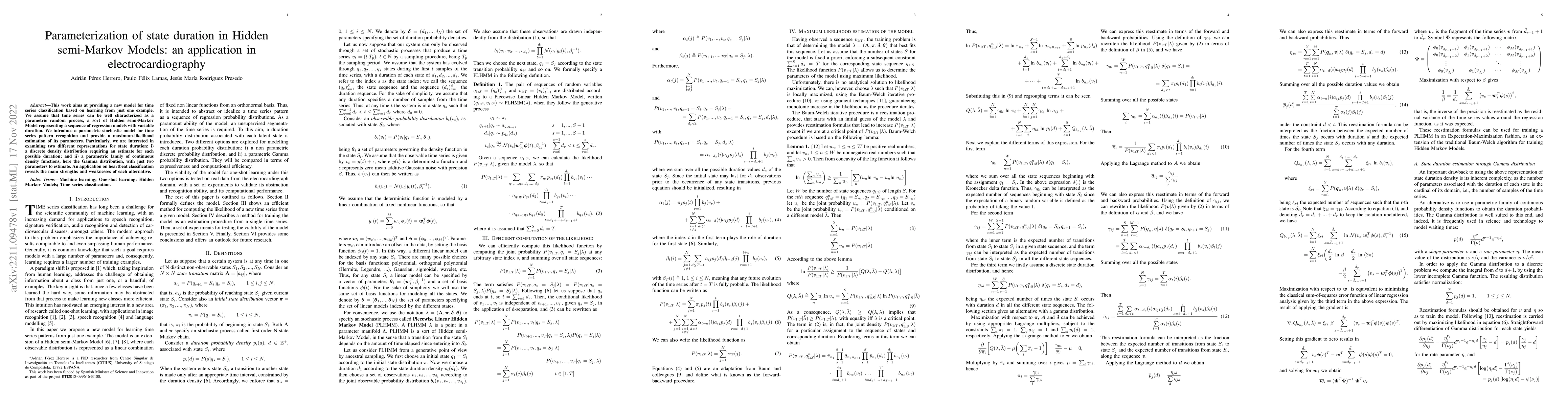 Thumbnail for Parameterization of state duration in Hidden semi-Markov Models: an
  application in electrocardiography