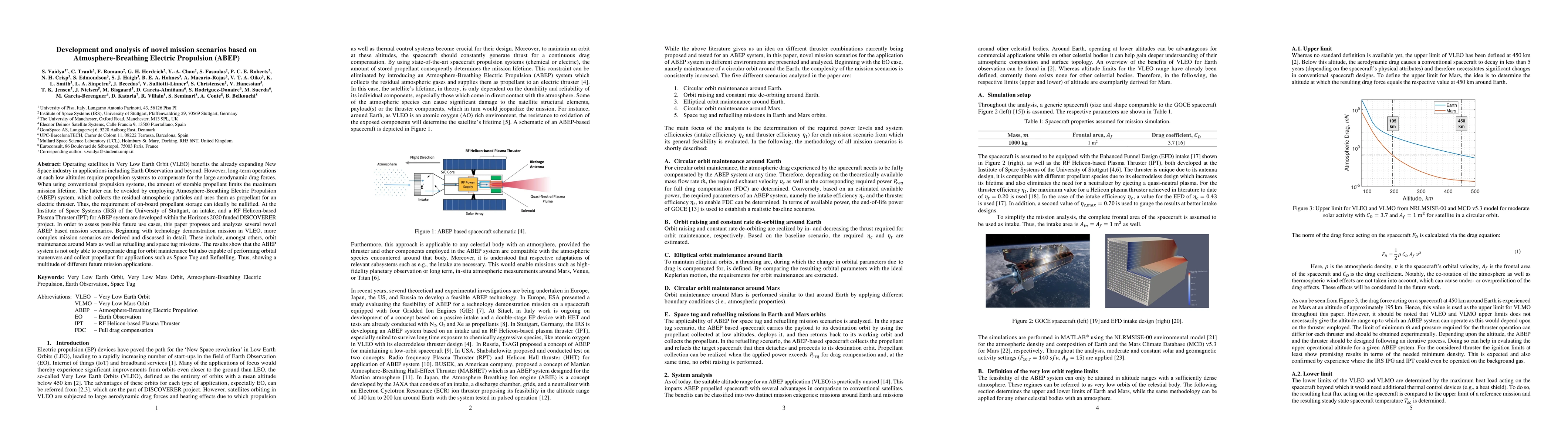 Thumbnail for Development and analysis of novel mission scenarios based on
  Atmosphere-Breathing Electric Propulsion (ABEP)