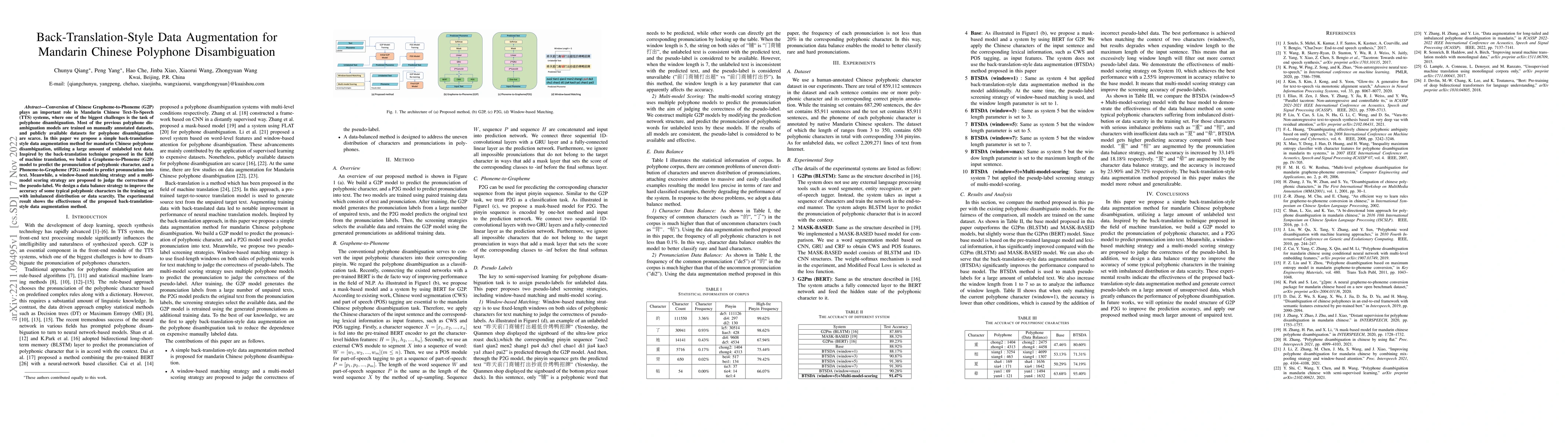 Thumbnail for Back-Translation-Style Data Augmentation for Mandarin Chinese Polyphone
  Disambiguation