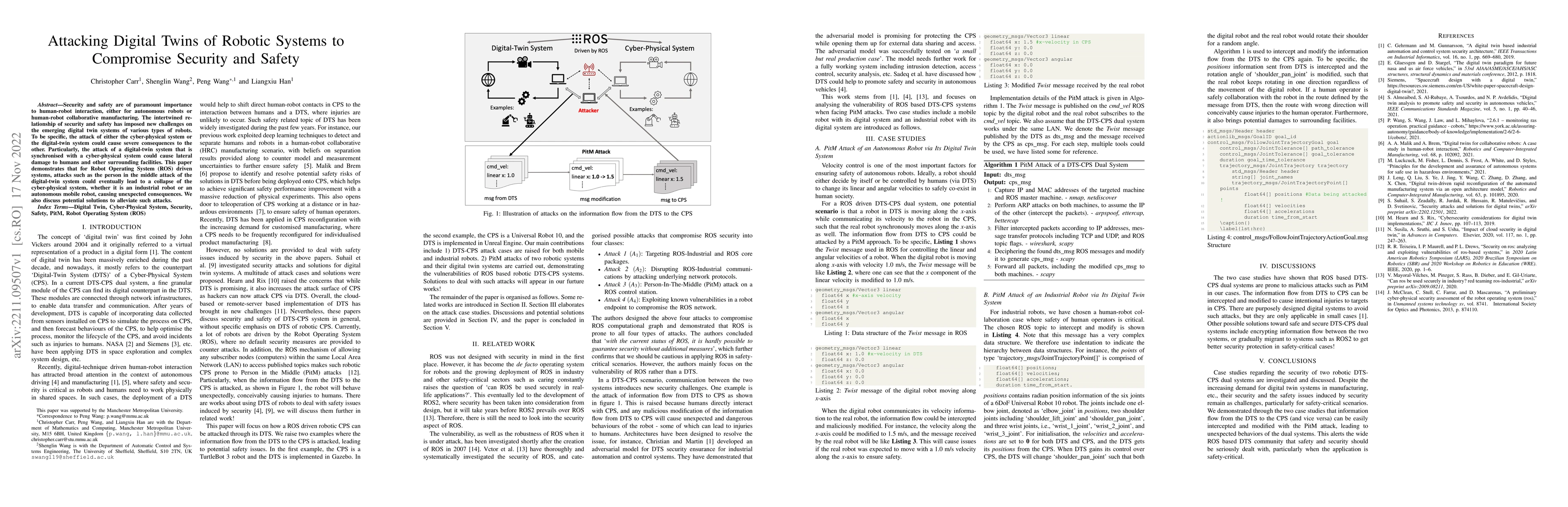 Thumbnail for Attacking Digital Twins of Robotic Systems to Compromise Security and
  Safety