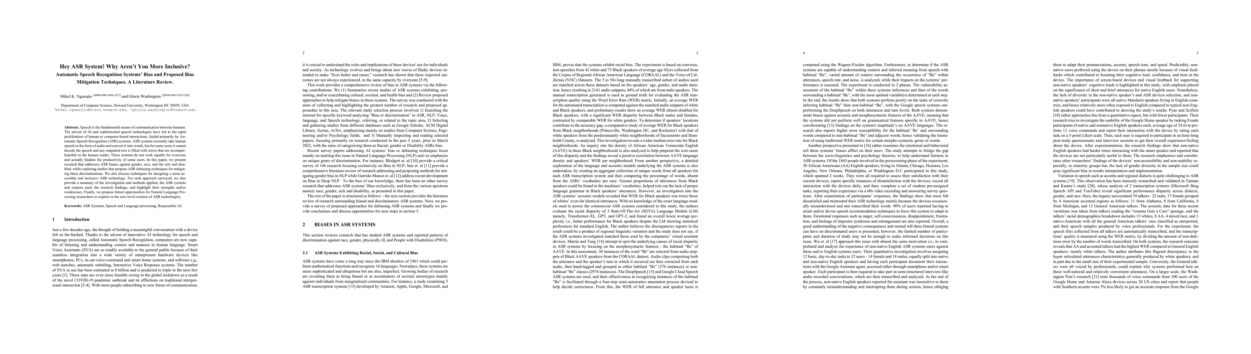 Thumbnail for Hey ASR System! Why Aren't You More Inclusive? Automatic Speech
  Recognition Systems' Bias and Proposed Bias Mitigation Techniques. A
  Literature Review