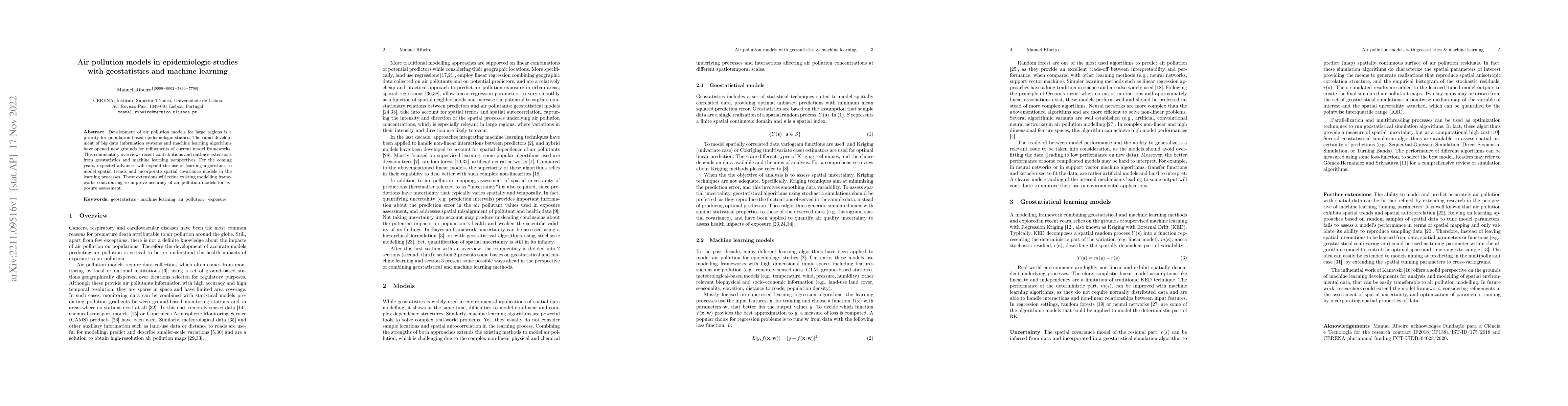 Thumbnail for Air pollution models in epidemiologic studies with geostatistics and
  machine learning