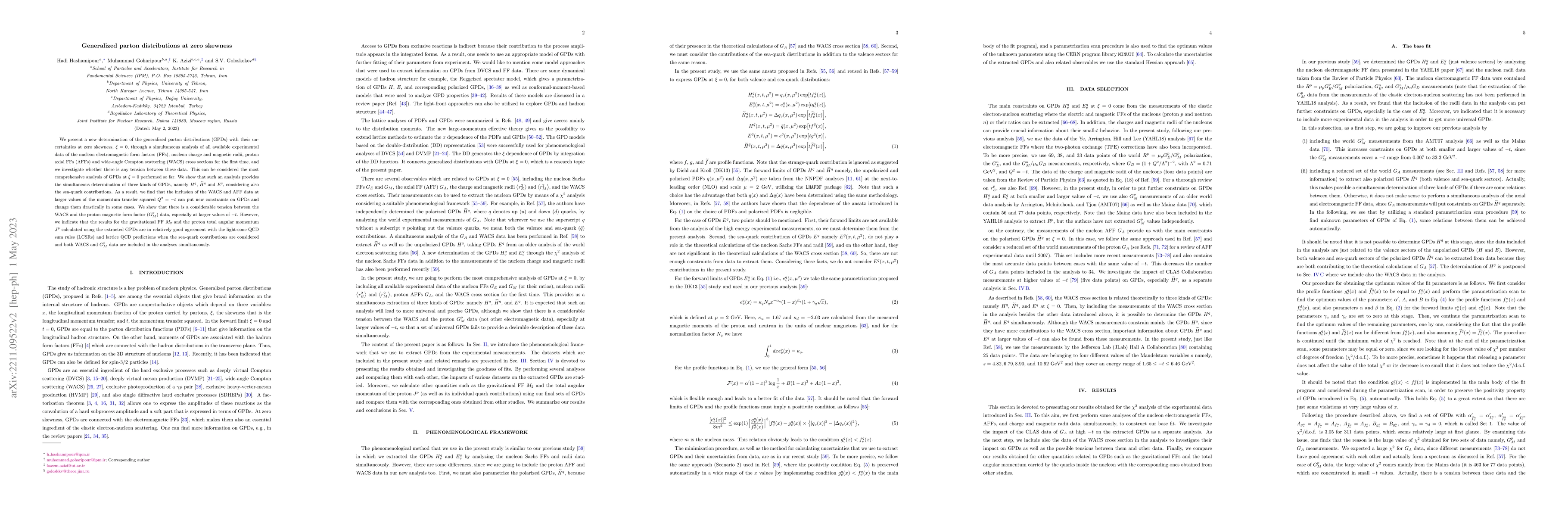 Thumbnail for Generalized parton distributions at zero skewness