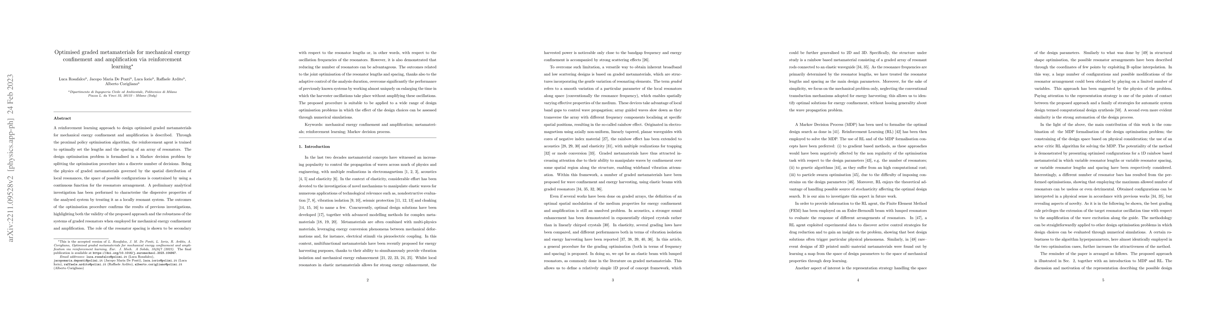 Thumbnail for Optimised graded metamaterials for mechanical energy confinement and
  amplification via reinforcement learning