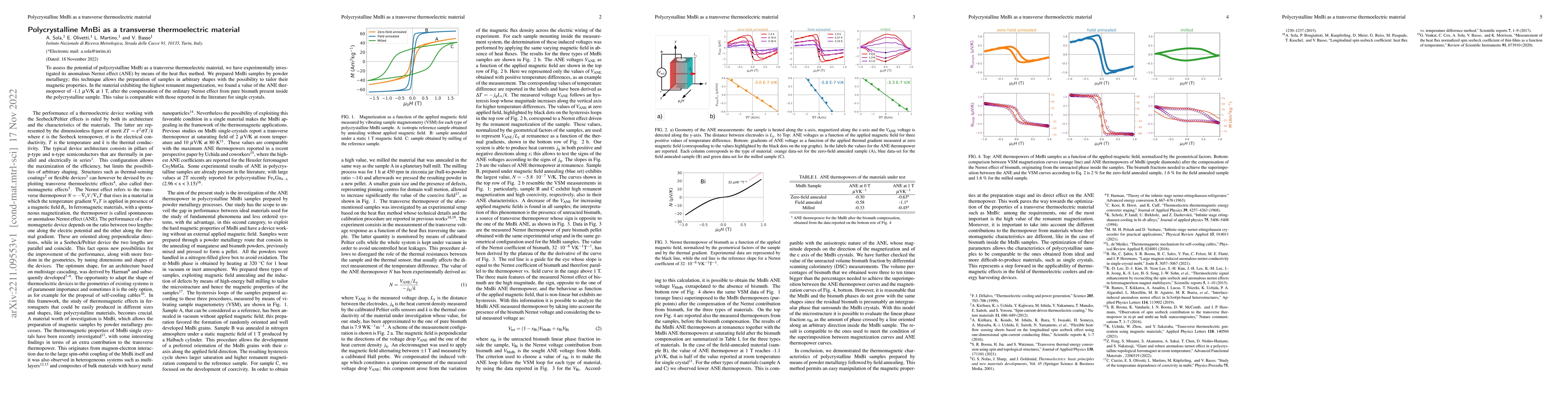 Thumbnail for Polycrystalline MnBi as a transverse thermoelectric material