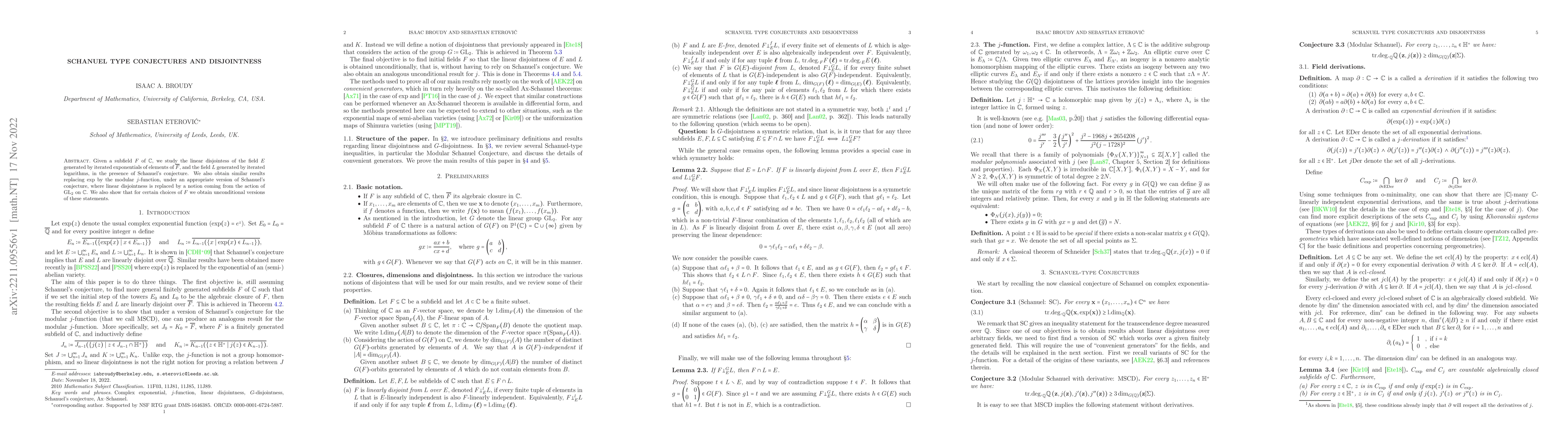 Thumbnail for Schanuel Type Conjectures and Disjointness