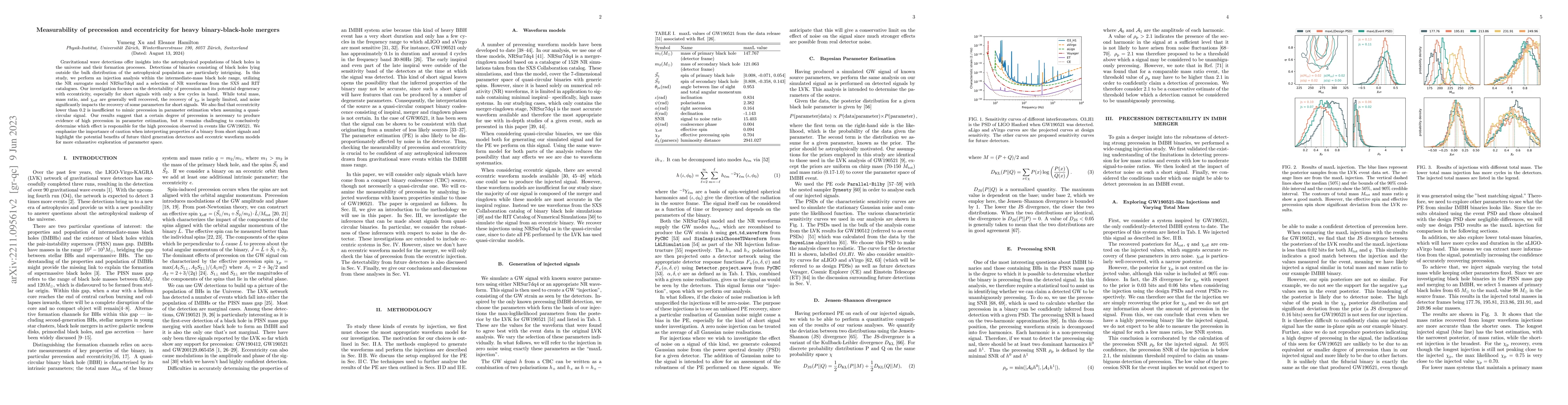 Thumbnail for Measurability of precession and eccentricity for heavy binary-black-hole
  mergers