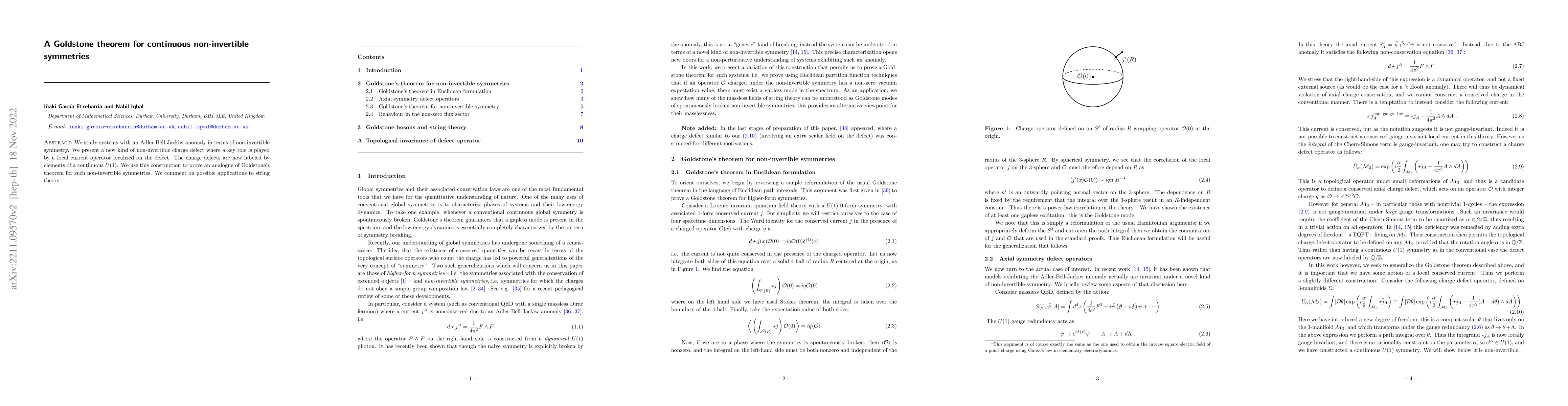 Thumbnail for A Goldstone theorem for continuous non-invertible symmetries