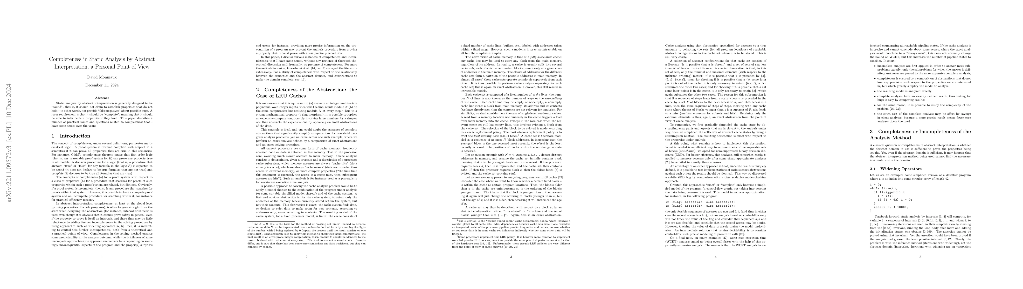 Thumbnail for Completeness in static analysis by abstract interpretation, a personal
  point of view