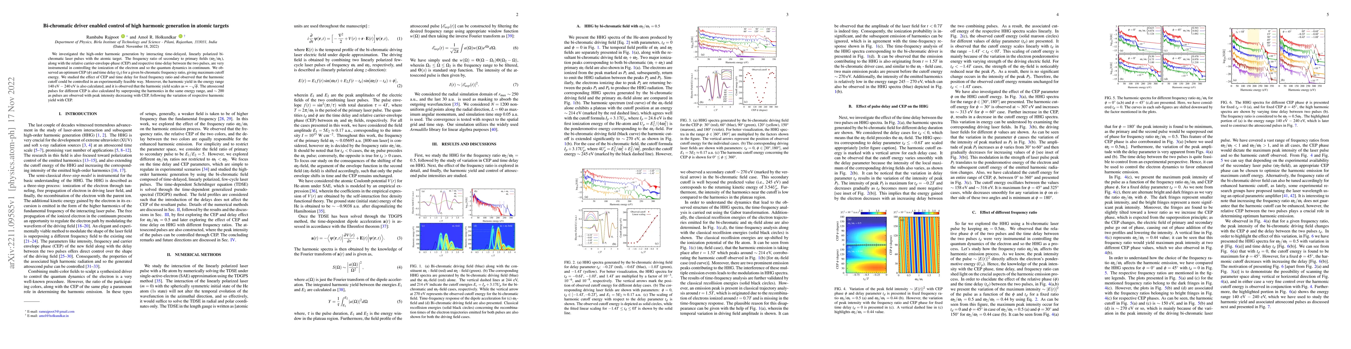 Thumbnail for Bi-chromatic driver enabled control of high harmonic generation in
  atomic targets