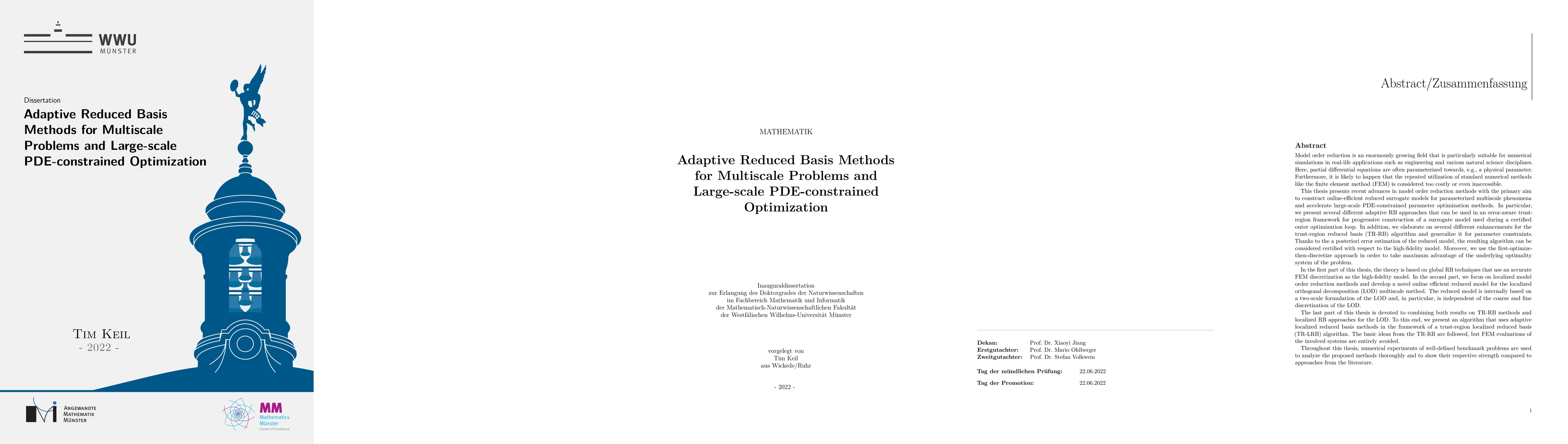 Thumbnail for Adaptive Reduced Basis Methods for Multiscale Problems and Large-scale
  PDE-constrained Optimization