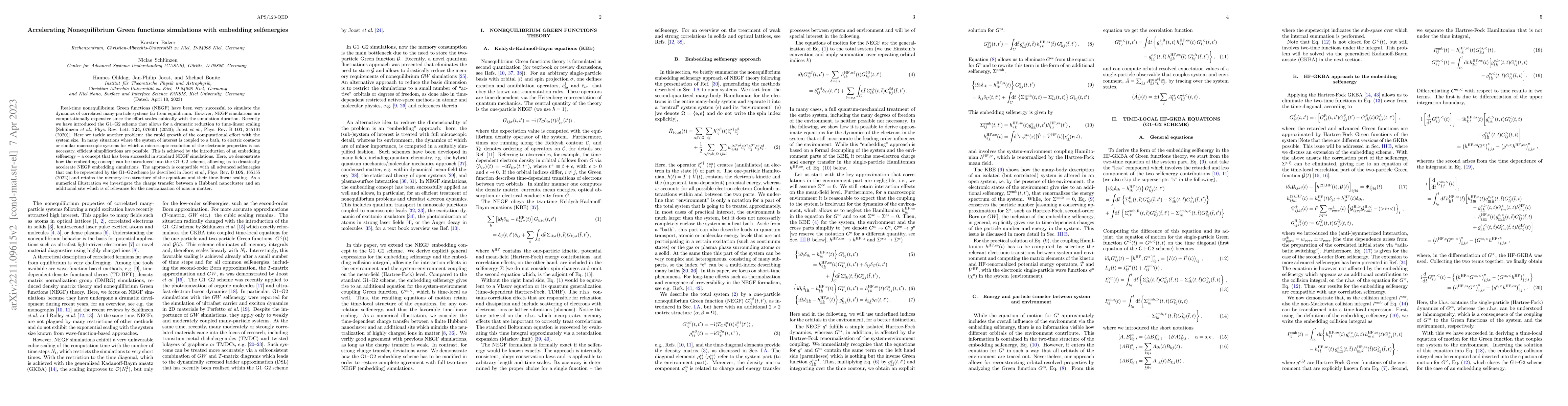 Thumbnail for Accelerating Nonequilibrium Green functions simulations with embedding
  selfenergies
